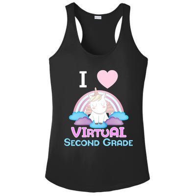 I Love Virtual Second Grade Cute Unicorn Home School Gift Ladies PosiCharge Competitor Racerback Tank