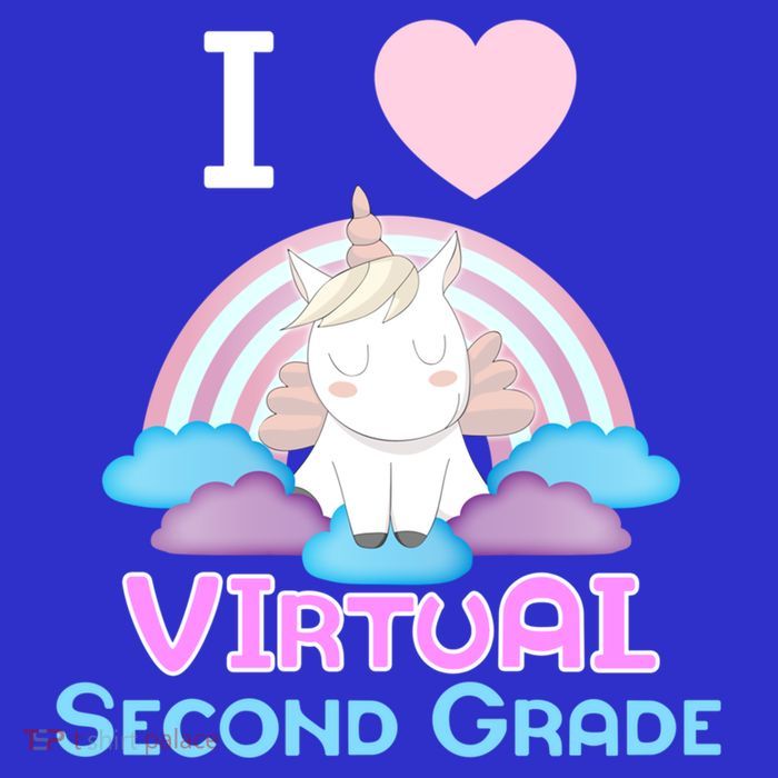 I Love Virtual Second Grade Cute Unicorn Home School Gift T-Shirt