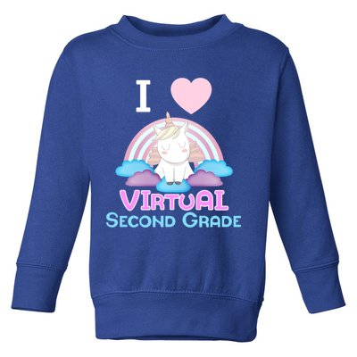 I Love Virtual Second Grade Cute Unicorn Home School Gift Toddler Sweatshirt