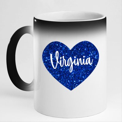 I Love Virginia Usa Heart Gift 11oz Black Color Changing Mug