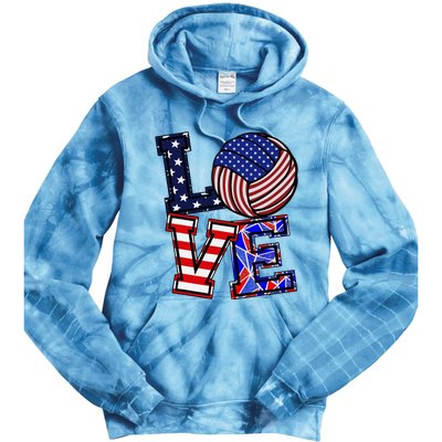 I Love Volleyball American Flag Teen Girl Tie Dye Hoodie