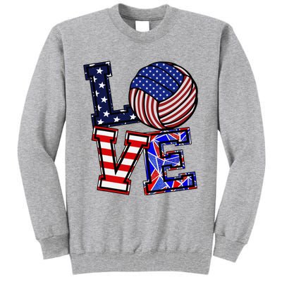 I Love Volleyball American Flag Teen Girl Tall Sweatshirt