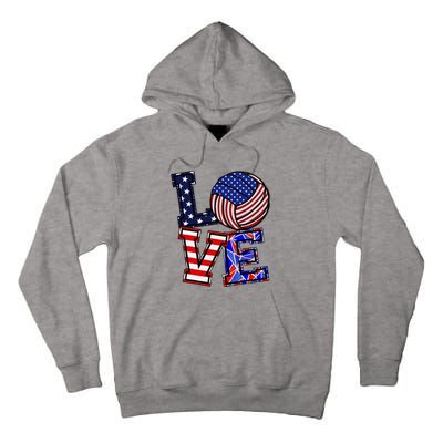 I Love Volleyball American Flag Teen Girl Tall Hoodie