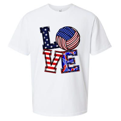 I Love Volleyball American Flag Teen Girl Sueded Cloud Jersey T-Shirt