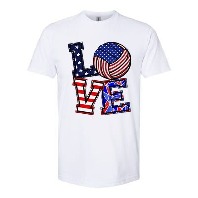 I Love Volleyball American Flag Teen Girl Softstyle® CVC T-Shirt