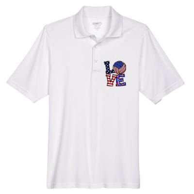 I Love Volleyball American Flag Teen Girl Men's Origin Performance Piqué Polo