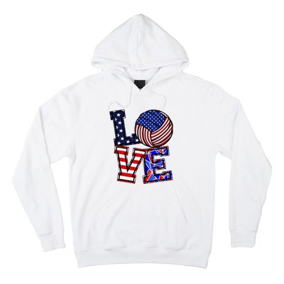 I Love Volleyball American Flag Teen Girl Hoodie