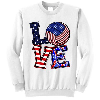 I Love Volleyball American Flag Teen Girl Sweatshirt