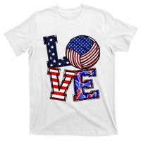 I Love Volleyball American Flag Teen Girl T-Shirt