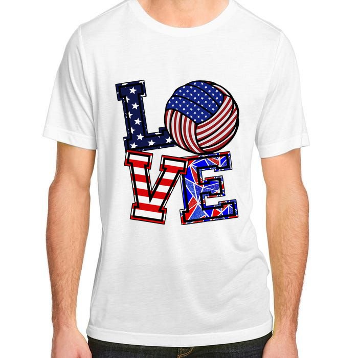 I Love Volleyball American Flag Teen Girl Adult ChromaSoft Performance T-Shirt