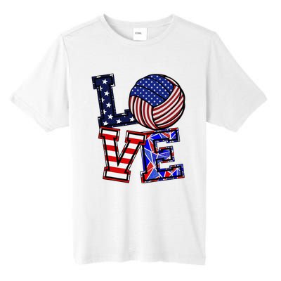 I Love Volleyball American Flag Teen Girl Tall Fusion ChromaSoft Performance T-Shirt