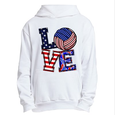 I Love Volleyball American Flag Teen Girl Urban Pullover Hoodie