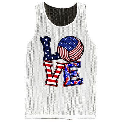 I Love Volleyball American Flag Teen Girl Mesh Reversible Basketball Jersey Tank