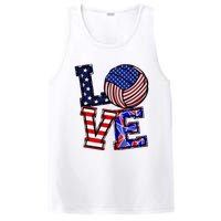 I Love Volleyball American Flag Teen Girl PosiCharge Competitor Tank