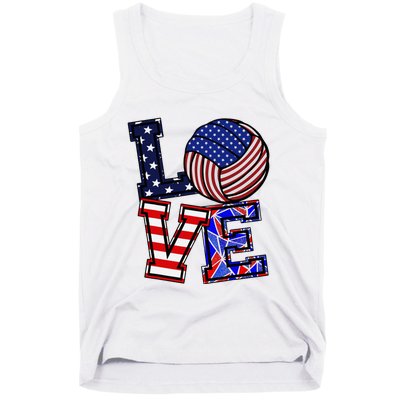 I Love Volleyball American Flag Teen Girl Tank Top