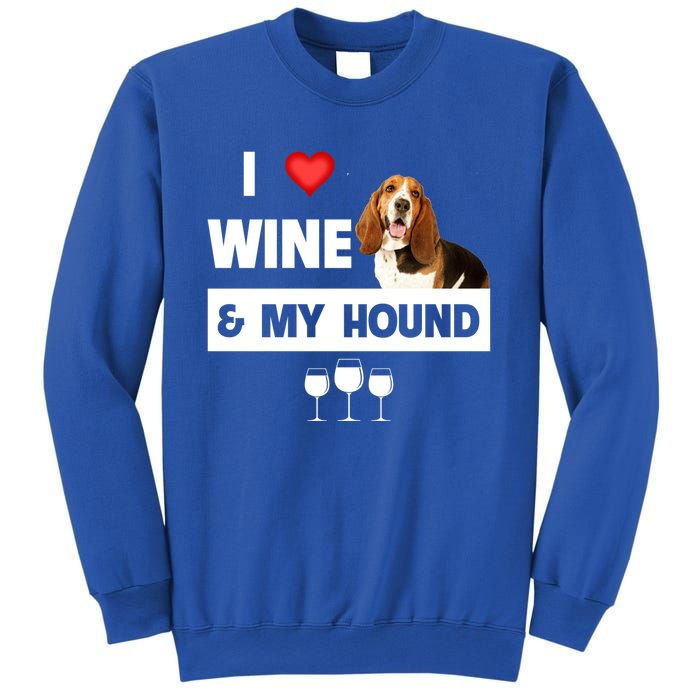 I Love Wine And My Bassett Hound Mom Dad Ing Hunting Gift Sweatshirt