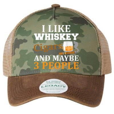 I Like Whiskey And Cigars And Maybe 3 People Legacy Tie Dye Trucker Hat