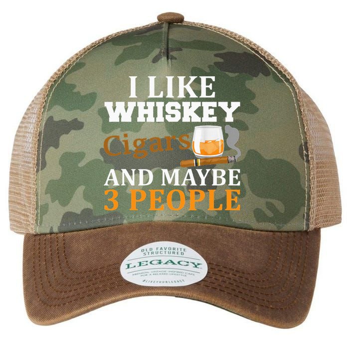 I Like Whiskey And Cigars And Maybe 3 People Legacy Tie Dye Trucker Hat