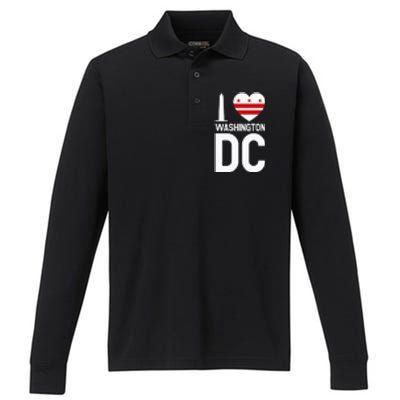 I Love Washington DC Performance Long Sleeve Polo