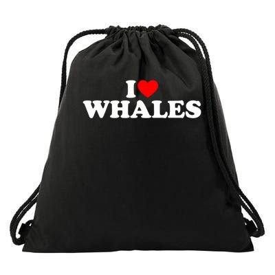 I Love Whales Drawstring Bag