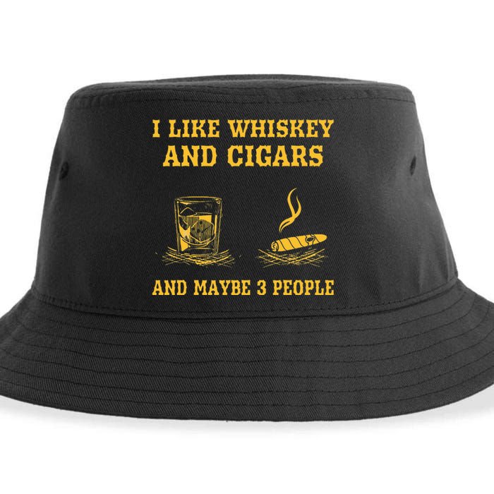 I Like Whiskey And Cigars And Maybe 3 People Vintage Cigars Sustainable Bucket Hat