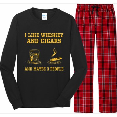 I Like Whiskey And Cigars And Maybe 3 People Vintage Cigars Long Sleeve Pajama Set