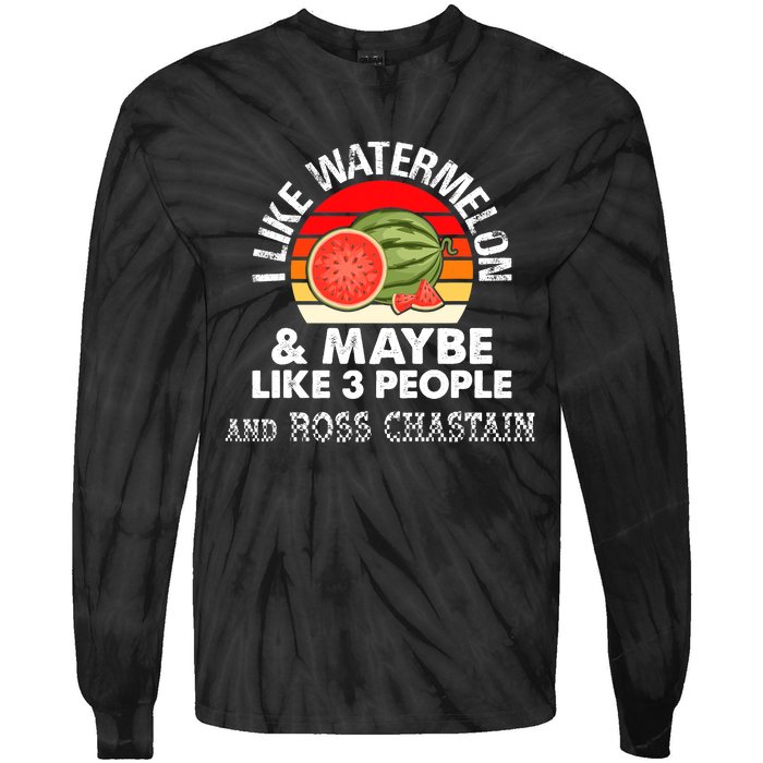 I Like Watermelon And Maybe Like 3 People Vintage Retro Tie-Dye Long Sleeve Shirt