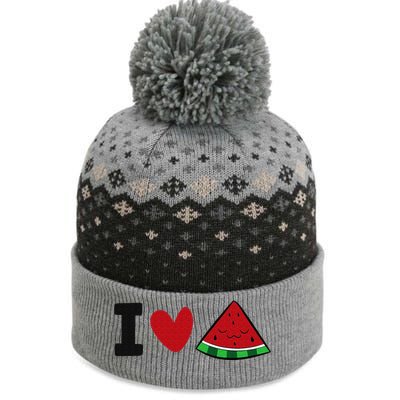 I Love Watermelon Summer Fruit Watermelon The Baniff Cuffed Pom Beanie