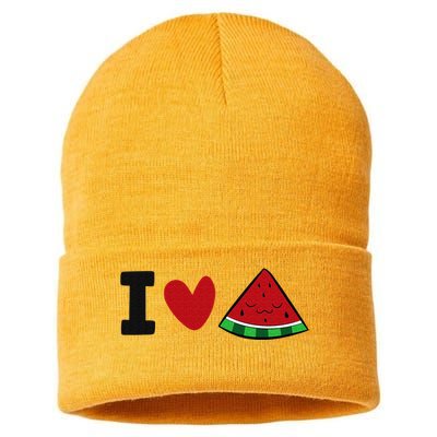 I Love Watermelon Summer Fruit Watermelon Sustainable Knit Beanie