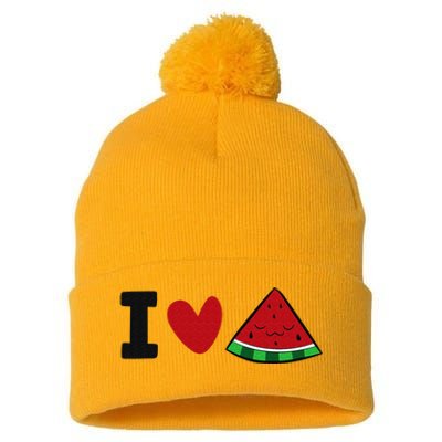 I Love Watermelon Summer Fruit Watermelon Pom Pom 12in Knit Beanie