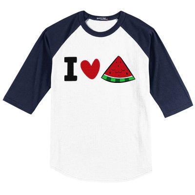 I Love Watermelon Summer Fruit Watermelon Baseball Sleeve Shirt