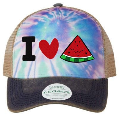 I Love Watermelon Summer Fruit Watermelon Legacy Tie Dye Trucker Hat