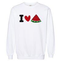 I Love Watermelon Summer Fruit Watermelon Garment-Dyed Sweatshirt