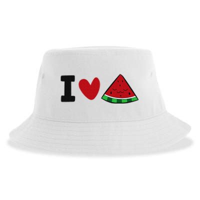 I Love Watermelon Summer Fruit Watermelon Sustainable Bucket Hat