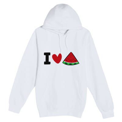 I Love Watermelon Summer Fruit Watermelon Premium Pullover Hoodie