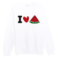 I Love Watermelon Summer Fruit Watermelon Premium Crewneck Sweatshirt