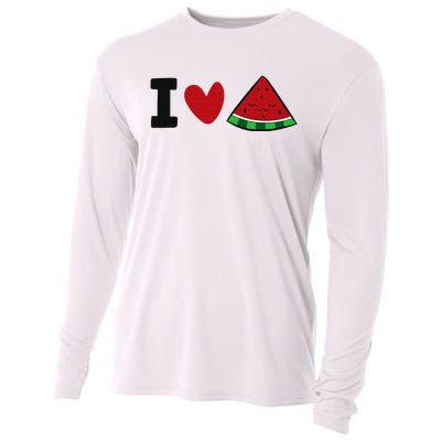 I Love Watermelon Summer Fruit Watermelon Cooling Performance Long Sleeve Crew