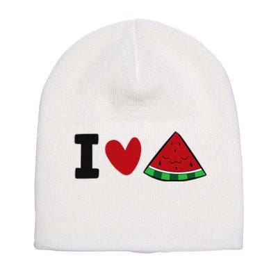 I Love Watermelon Summer Fruit Watermelon Short Acrylic Beanie