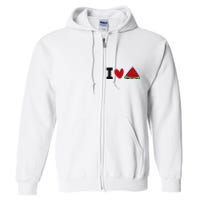 I Love Watermelon Summer Fruit Watermelon Full Zip Hoodie