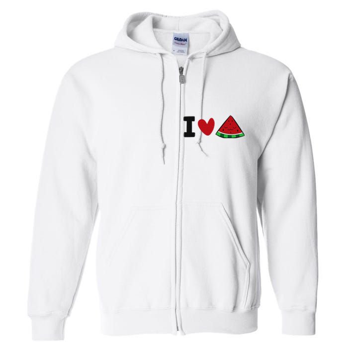 I Love Watermelon Summer Fruit Watermelon Full Zip Hoodie