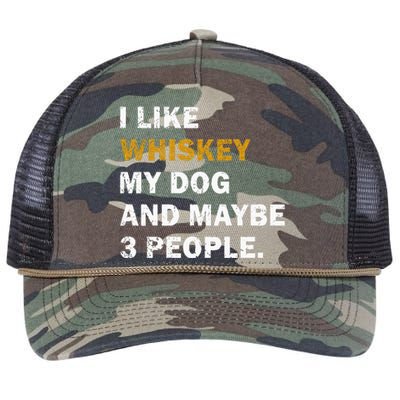 I Like Whiskey My Dog And Maybe 3 People Dog Retro Rope Trucker Hat Cap