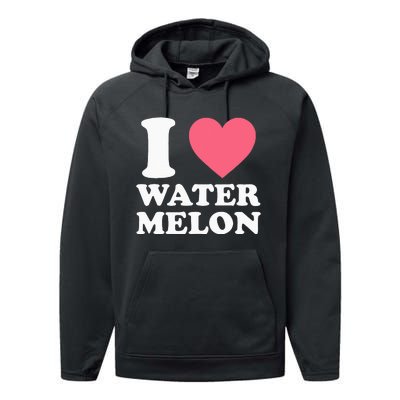 I Love Watermelon I Heart Watermelon Funny Fruit Lover Performance Fleece Hoodie