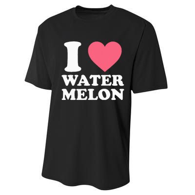 I Love Watermelon I Heart Watermelon Funny Fruit Lover Performance Sprint T-Shirt