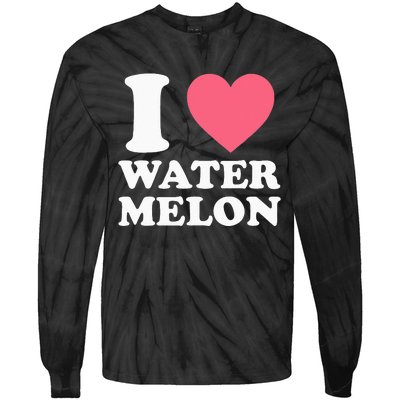 I Love Watermelon I Heart Watermelon Funny Fruit Lover Tie-Dye Long Sleeve Shirt