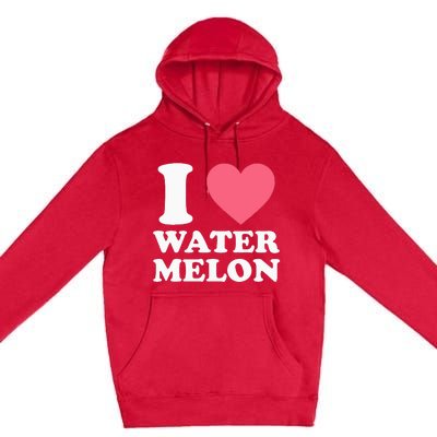 I Love Watermelon I Heart Watermelon Funny Fruit Lover Premium Pullover Hoodie