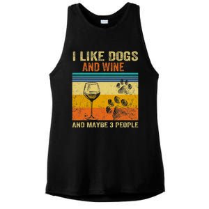 I Like Wine My Dog And Maybe 3 People Men Women Ladies PosiCharge Tri-Blend Wicking Tank