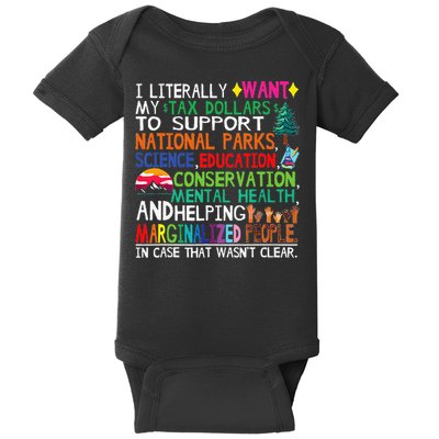 I Literally Want My Tax Dollars To Support National Parks Baby Bodysuit