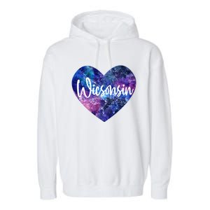 I Love Wisconsin Usa Great Gift Garment-Dyed Fleece Hoodie