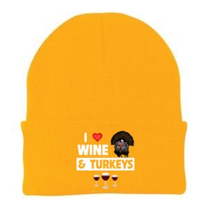 I Love Wine And Turkeys Bird Watching Ing Thanksgiving Gift Knit Cap Winter Beanie