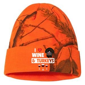 I Love Wine And Turkeys Bird Watching Ing Thanksgiving Gift Kati Licensed 12" Camo Beanie